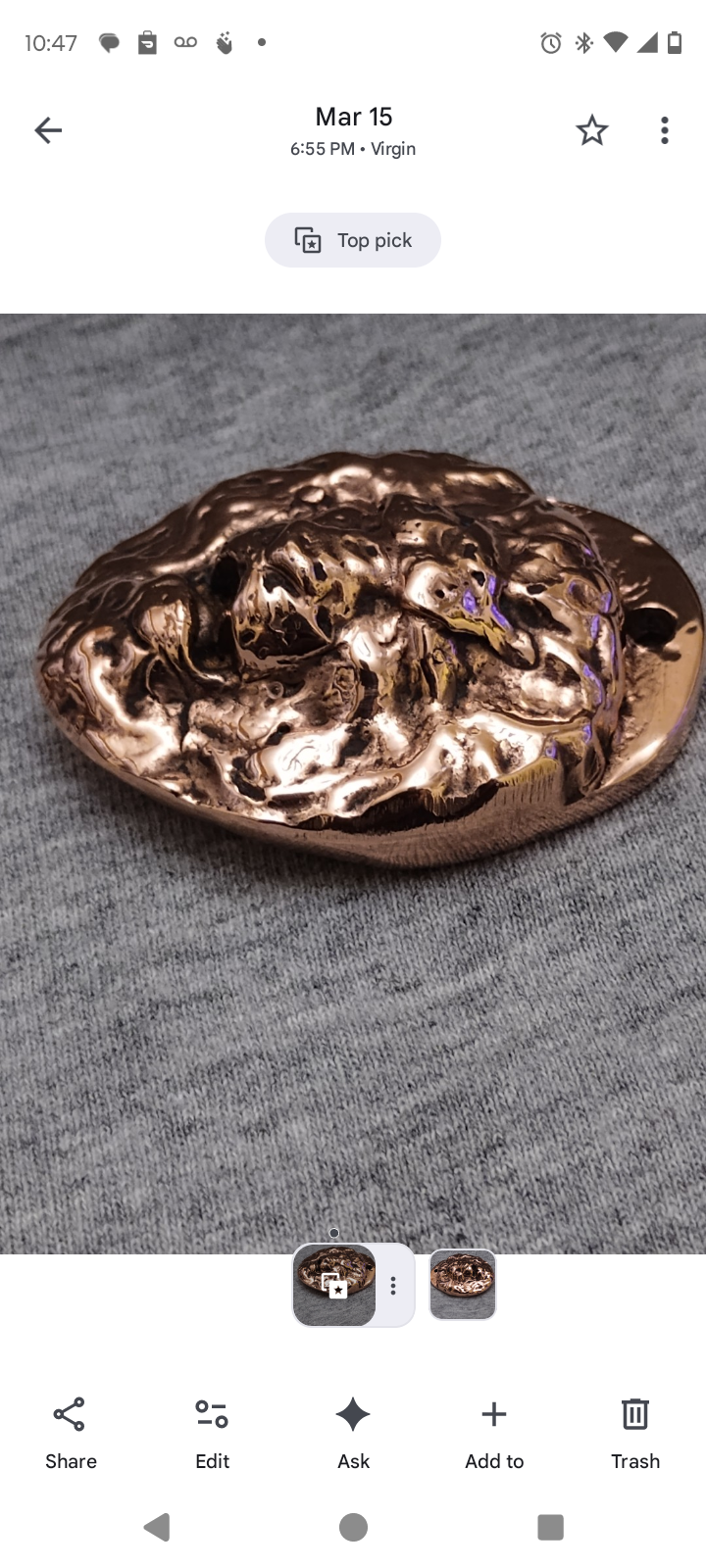 4 Ounce Hand Poured and Polished Copper Lion Head Pendant Cast