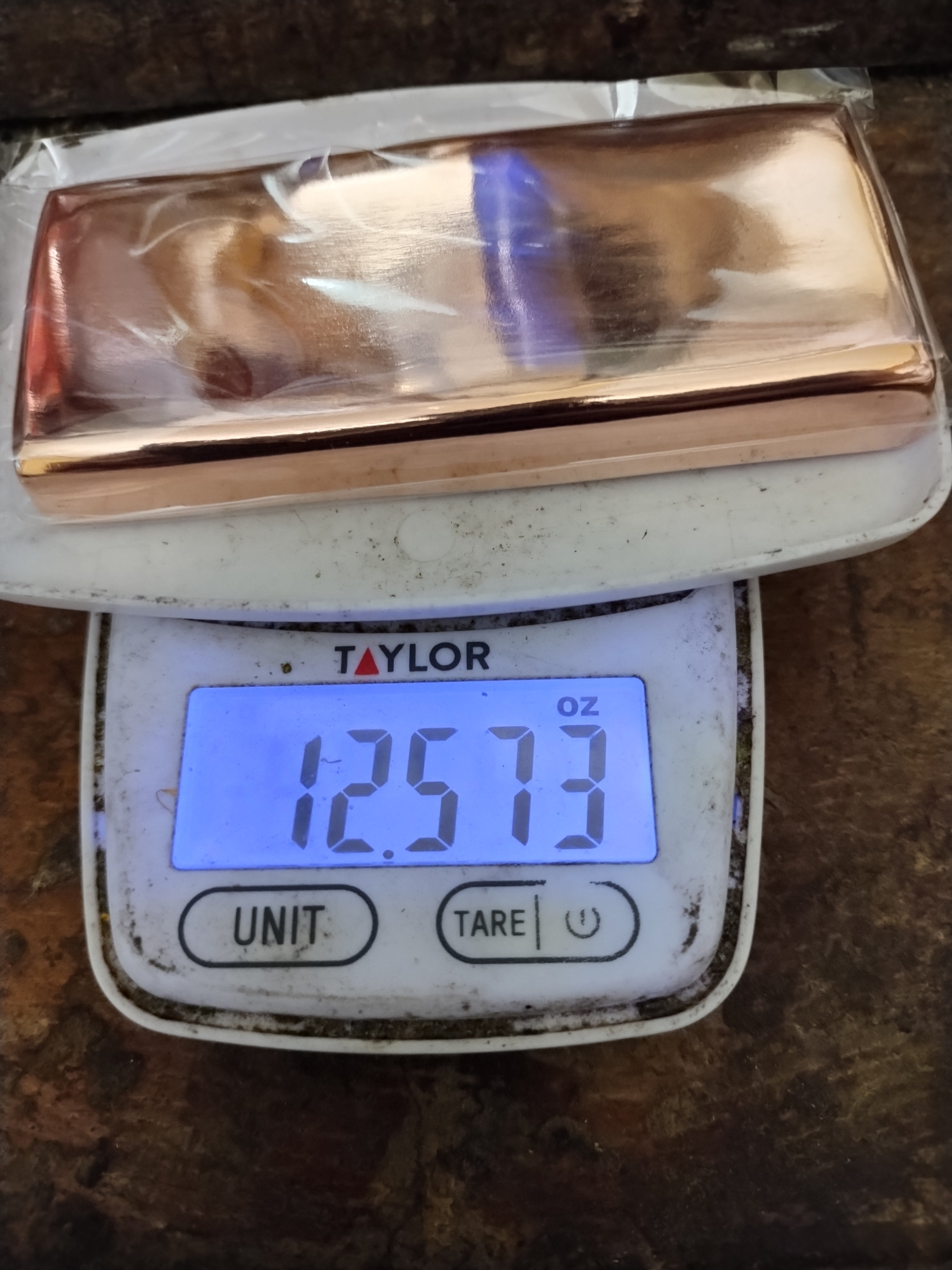 12.5 Ounce Hand Poured and Polished Copper Bar