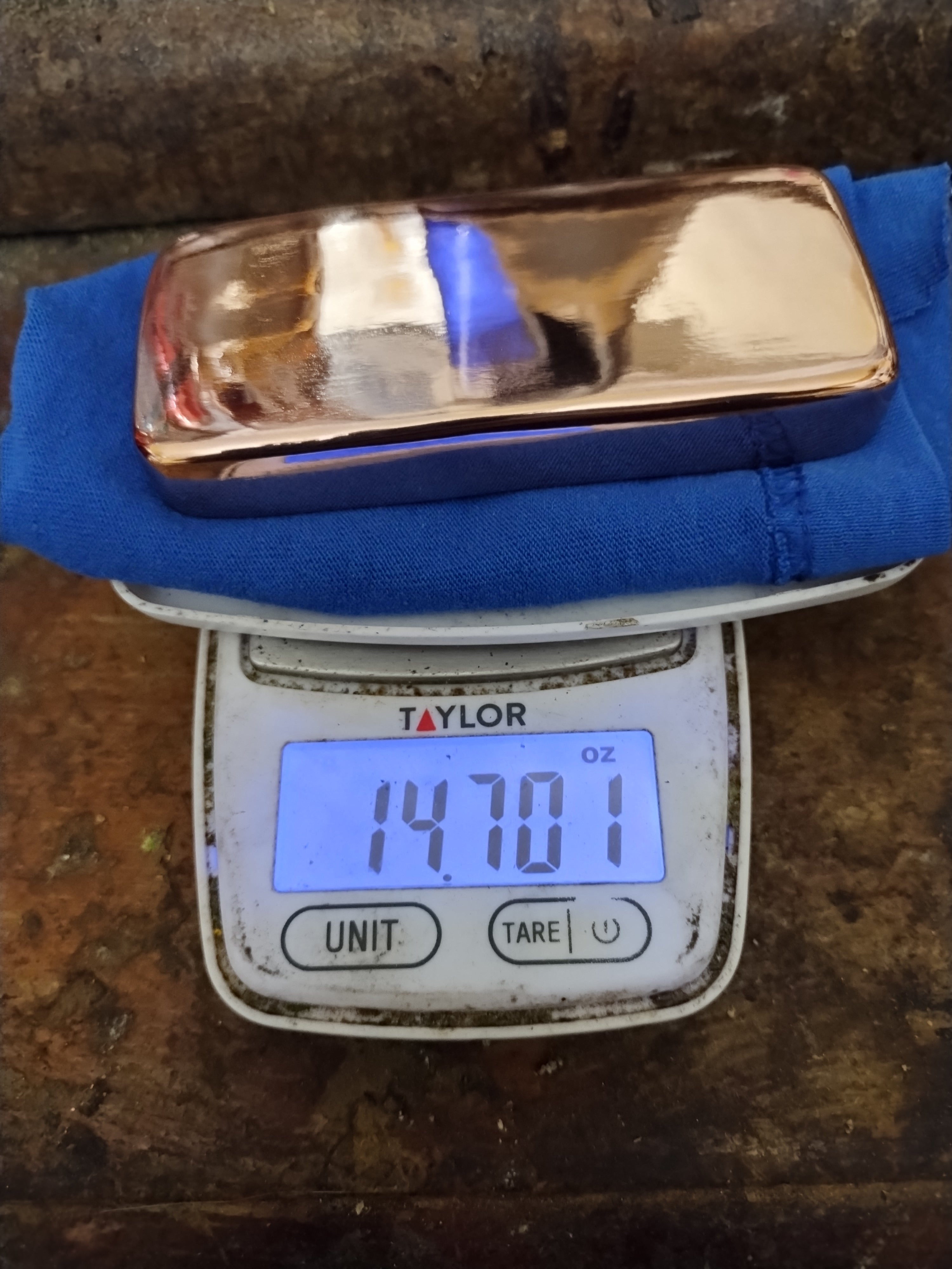 14.7 Ounce Hand Poured and Polished Copper Bar from Awesome Bullion